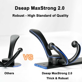 Dseap MaxStrong 2.0 Coat Rack Wall - Ultra Heavy-Duty Stainless Steel, 16" Hole Spacing, 5-Triple-Hooks Wall Mount Coat Hanger, Hook Rail for Clothes Hats Jacket Towels, Gold, Pack of 2