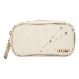 Depesche TOPModel 10861-026 Cosmetic Bag White Decorated with Taurus (Taurus) Constellation Approx. 19 x 10 x 5.5 cm Large for Storage of Make-Up and Cosmetics