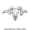 Small 100mm 'Ram Skull' Clear Static Window Cling Sticker/Decal (Black)