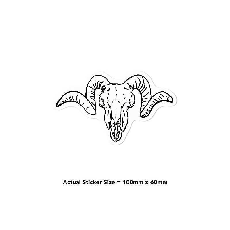 Small 100mm 'Ram Skull' Clear Static Window Cling Sticker/Decal (Black)