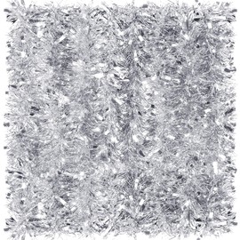 32.8 Feet Christmas Metallic Tinsel Twist Tinsel Garland Xmas Glitter Garland Tinsel Tree Hanging Tinsel Decoration for Christmas Party and Home Indoor Outdoor Ornament Supplies (Silver)