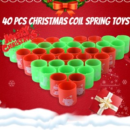 40PCS Coil Springs for Christmas Party Favors for Kids, Fidget Stress Mini Spring Toys Christmas Goodie Bag Stuffers, Non Candy Christmas Stocking Stuffers Classroom Prizes
