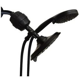 Dual Filtered Shower Head Showerhead with 79" Hose Handheld Sprayer Combo, Filtration Rain Rainfall, 20 Stage Water Filter for Chlorine Well Hair Dry Skin, Metal Diverter, DSFC05B (Blcak round, 8")