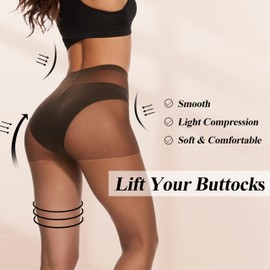 HeyUU Women's Tights 20 Denier Fine Tights Silky Matte Ultra Transparent Look Control Top Tights with Reinforced Toe, coffee