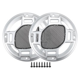 A ABSOPRO 4" Car Speaker Grille Cover with Screws Silver Tone Black - Pack of 2