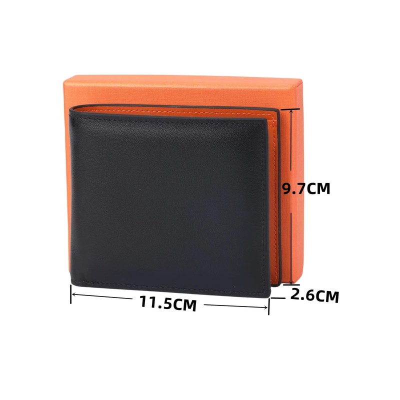 Bubuyoo Men's Bi-fold Wallet, Genuine Leather, Skimming, Thin, Large Capacity,