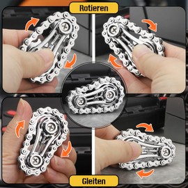 Sliver Sprockets Fidget Spinner Toy for Kids Adults, Metal Bicycle Chain, Desk Fidget, Convertible Gear Finger Spinning Gift for Christmas, Birthday, Gift
