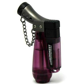 Jet Torch Flame Lighter Windproof 1300'C Adjustable Flame Refillable Butane Gas Viewable Fuel Jet Torch Lighter - Purple