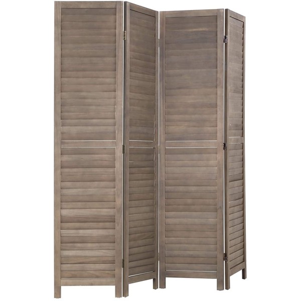 4 Panel Wood Room Divider 5.75 Ft Tall Privacy Wall Divider 68.9" x 15.75" Each Panel Folding Wood Screen for Home Office Bedroom Restaurant （Brown）