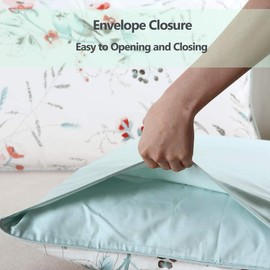 100% Egyption Cotton Queen Size Pillow Case - 2 Pack Soft Breathable Pillow Covers Botanical Pattern Floral Pillowcase Farmhouse Envelope Closure Pillow Sham White Birds Flower Print Bedding - 20"x30"