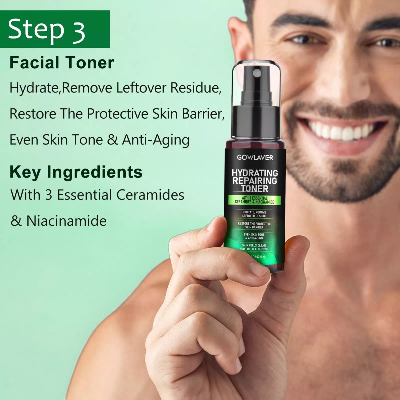 GOWLAVER All In One Men's Skin Care Set Facial Cleanser