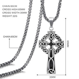 EVBEA Celtic Cross Necklace for Men Viking Irish Knot Serenity Prayer Pendant Crucifix Mens Jewelry with Stainless Steel Curb Chain