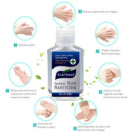 BushKlawz EcoFinest 2oz Hand Sanitizer Bulk Pack 96 PIECE No Rinse 75% Alcohol Travel Size Individual (BULK 96 PACK) NDC 54237-001-01