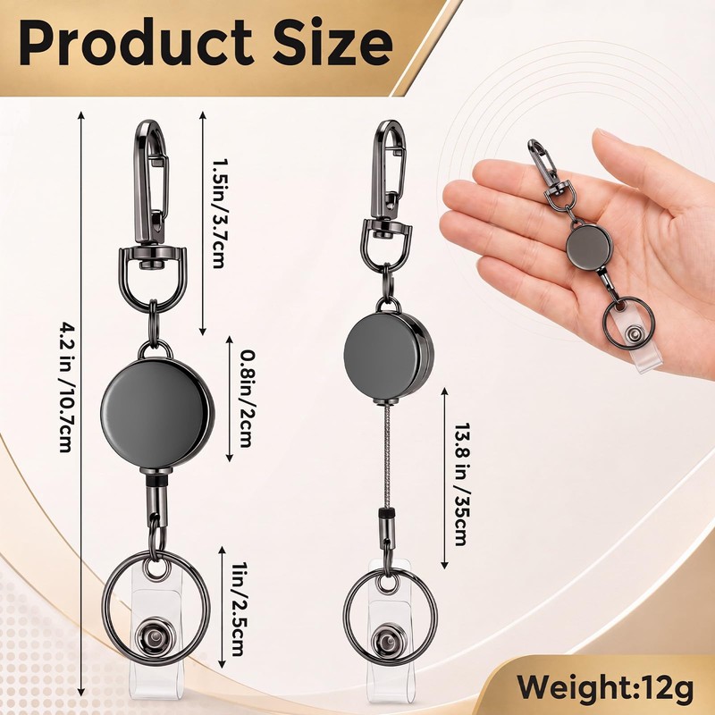 Geyoga 25 Pcs Metal Retractable Badge Reel ID Badge Holder
