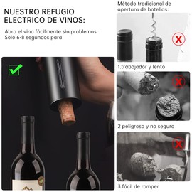 Sacacorchos Eléctrico de Vinos 7 En 1 Automático Juego de Abridor de Vino Eléctrico de Botella Destapadores Eléctricos Accesorios de Acero Inoxidable con Cortador de Papel de Aluminio para Cocina Bar