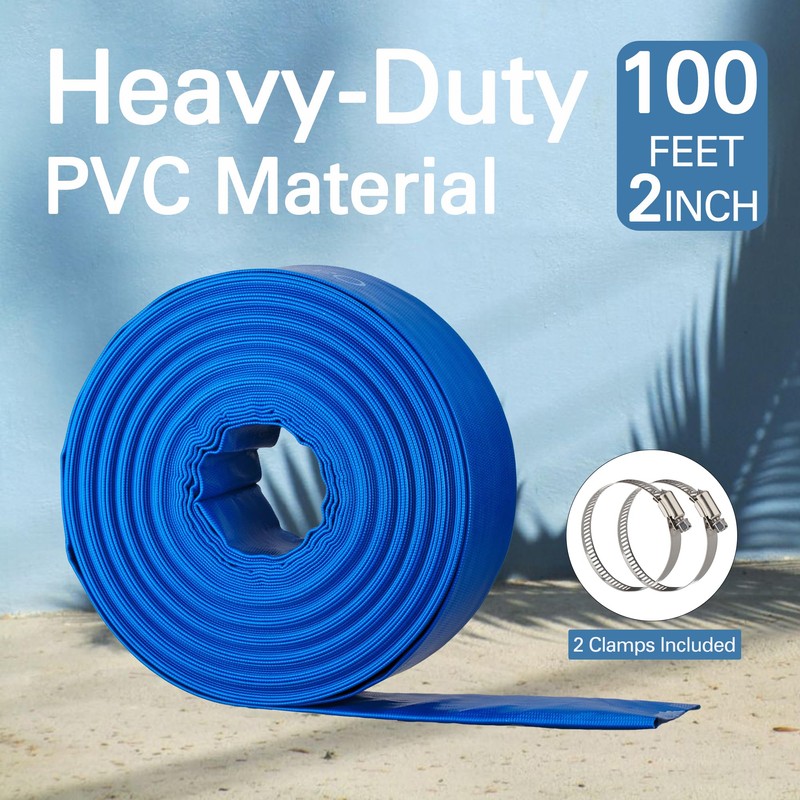 OasisTrim 2" x 100FT Pool Backwash Hose, Heavy-Duty Pool Hose,