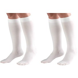 Truform Short Length 20-30 mmHg Compression Stockings for Men and Women, Knee High Length, Closed Toe, White, X-Large, 2 Count