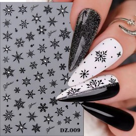 Christmas Snowflake Nail Art Stickers Decals Self Adhesive Winter Snowflake Nail Decals with Crystal Winter Snowflake Shiny Rhinestone Xmas Snowflake Nail Decoration Supplies for Women DIY Manicure