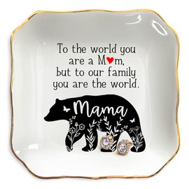 OASSIE Gifts for Mom from Daughter Son - 4"x4" Ceramic Jewelry Dish Tray - Mother's Day Birthday Gifts for Women Mama Mother-in-Law Stepmom, Trinket Dish, Presents for Mom