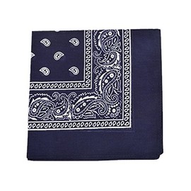 Novelty Bandanas Paisley Cotton Bandanas (Navy Blue, 22 X 22 in)