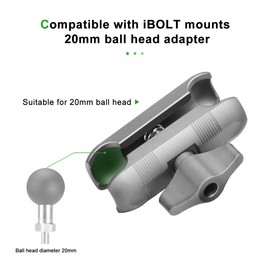 FANAUE Aluminum 20mm Ball Head Double Socket Arm Only Supports Installation of 20mm Ball Head Adapter, Connects Phone Clip and 20mm Ball Base and Can be Assembled Into Bike Motorcycle Phone Holder