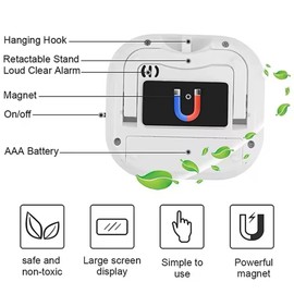 Digital Timer, LCD Display, Magnetic, Count Up/Down with Loud Alarm