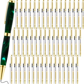 Colarr 48 Pcs Pen Kits for Wood Turning 7mm Slimline Pen Twist Kit with Refill Lathe Turning for DIY Copper Making Friend Office Teacher Students Classroom Gifts(Gold)
