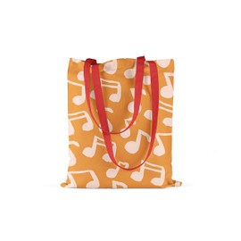 Le Jardin du Lin Bedruckte Einkaufstasche mit Roten Langen Henkeln, Wiederverwendbare, Tasche, Faltbar, ​Stofftasche, Größe: 34 x 40 Cm