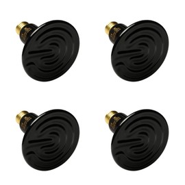 Simple Deluxe 150W Ceramic Heat Emitter Reptile Heat Lamp Bulb No Light Emitting Brooder Coop Heater for Amphibian Pet & Incubating Chicken, Black, 4-Pack