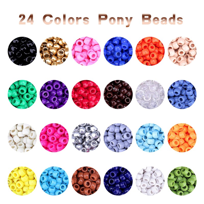 Greentime Pony Beads Bracelets Making Kit, 9mm Pony Beads Rainbow