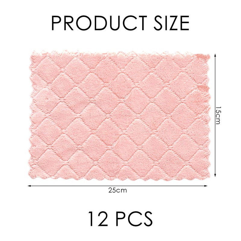 DHSBGWSX Pack of 12 Coral Velvet Cloths, Kitchen Cleaning Cloths,