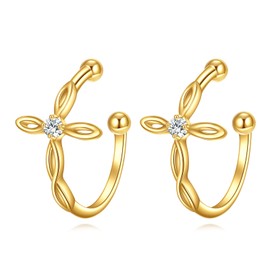 KECHO 14K Gold Celtic Knot Cross Ear Cuff Earrings Hypoallergenic Non Piercing Cartilage Earring Jewelry Gifts for Women