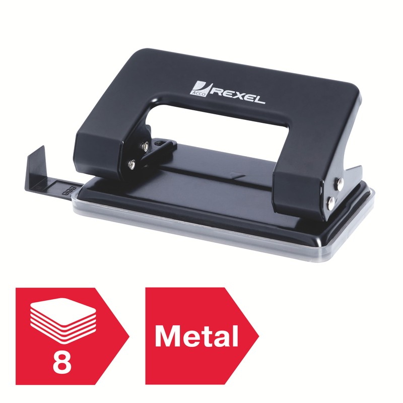 Rexel Student 2 Hole Punch, 8 Sheet Capacity, Adjustable Guide