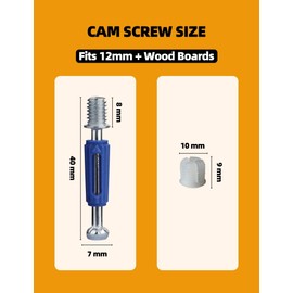 Cam Screws for Furniture 15 PCs Cam Lock Screw, M6 x 40 mm Furniture Fasteners Compitable with IKEA Hardware Parts, Repair Spare Parts Nut & Bolt Assortment Sets (M6x40mmCamScrew)
