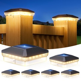 ENSLI 6 Pack Solar Post Cap Lights Outdoor with 3 Modes, 40 LEDs 4x4 Fence Post Solar Lights Outdoor Waterproof, 30 Lumens Fence Deck Post Lights Solar Powered for 4x4 3.5x3.5 Vinyl Wooden Post