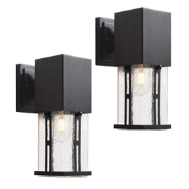 Maxax 2-Pack Dusk to Dawn Wall Sconces, Modern Porch Light with Bubble Glass, Outdoor Wall Lamp, ETL Listed, Exterior Waterproof Wall Mounted Light Fixture for Entryway, Garage, Matte Black