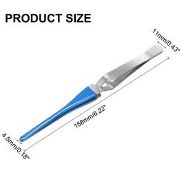 HARFINGTON Cross Lock Tweezers 6.22" Stainless Steel Reverse Tweezers Straight Tip with PVC Rubber for Jewelry DIY Craft Electronics, Blue