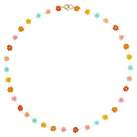 KELITCH Daisy Flower Choker Necklaces Handmade Colourful Beads Necklaces for Women Beach Necklaces, Bead