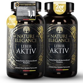 Nature Elegance Leber Komplex – Hochdosierte Mariendistel Kapseln mit Artischocke, Löwenzahn, Curcuma, Desmodium & Cholin – Vegan & laborgeprüft - produziert in Deutschland