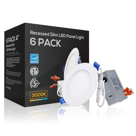 TORCHSTAR 4 Inch 10W Dimmable Slim LED Downlight with J-Box, 80W Eqv. Recessed Ceiling Light, 650lm, ETL & Energy Star Low Profile Light, 3000K Warm White, Pack of 6