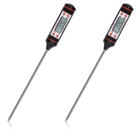 kwmobile Digital Meat Thermometer, Cooking Thermometer for BBQ, Meat, Grill, Milk, Water, Roasting, Thermometer, Probe Thermometer, Measuring Device, Silver, 2X