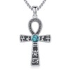 Ankh Necklace 925 Sterling Silver Turquoise Ankh Cross Pendant Necklace