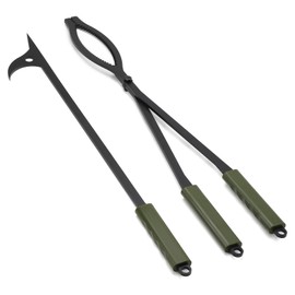 Stanbroil 28" Firewood Tongs and Fire Poker Set, Large Campfire Tongs Tool Set for Fireplace and Camping Fire Pit Wood Stove Indoor & Outdoor Use