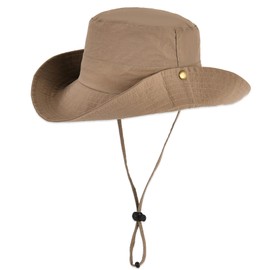 Cabahata Kids Wide Brim Sun Hat Adjustable for Teen Youth Bucket Sun Protection UPF 50+ Safari Hat(Light Coffee,53cm/2-8y)