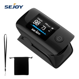 SEJOY Finger Pulse Oximeter Blood Oxygen Monitor SpO2 Heart Rate Tester Free Bag Set