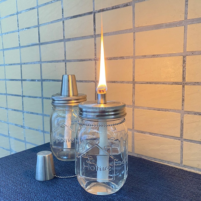 Mason Jar Tabletop Torch Kits,4 Pack Longlife Fiberglass Wicks,Stainless Steel