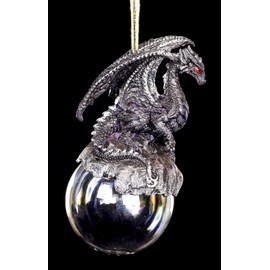 Figuren Shop GmbH Dragon Christmas Tree Decoration Checkmate Black | Christmas Decoration Pendant Gothic Fantasy Ball