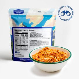 Backpacker's Pantry Lasagna, 2 Servings Per Pouch (6 Count), Freeze Dried Food, 19 Grams of Protein, Vegetarian