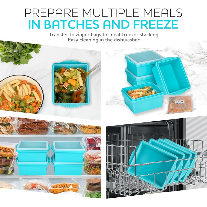 Xomoo 2 Cup Silicone Freezer Trays with Lids, Silicone Soup