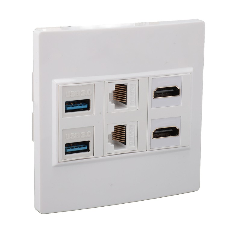 6 Port Multimedia Wall Plate 5Gbps 4K 60HZ HD Multimedia